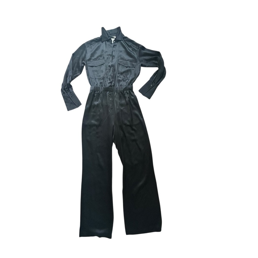 Revolve NICHOLAS Black Long‎ Sleeve Jumpsuit 100% Silk Size 2